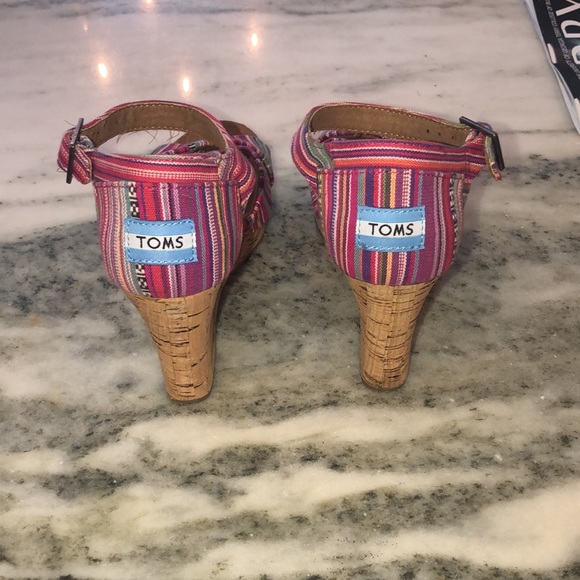 Toms Sarape Multicolor Cork Wedge Heel Sandals - Picture 4 of 4